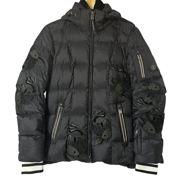 Rare Bogner Goan Thylmann Ski Puffer Down Black Coat Embroidered Fish Size XS 4 - Picture 2 of 16